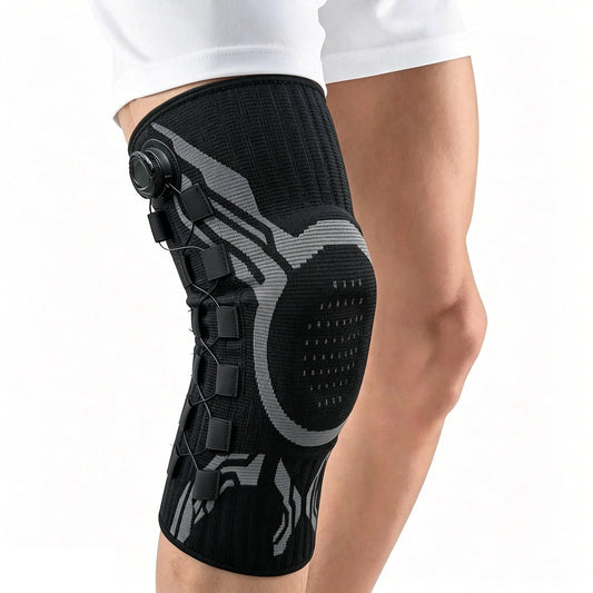 Professional Adjustable Knee Brace with Patella Gel Pad and Dual Side Stabilizers for Enhanced Support during Sports and Workouts - Ideal for Father's Day Gift