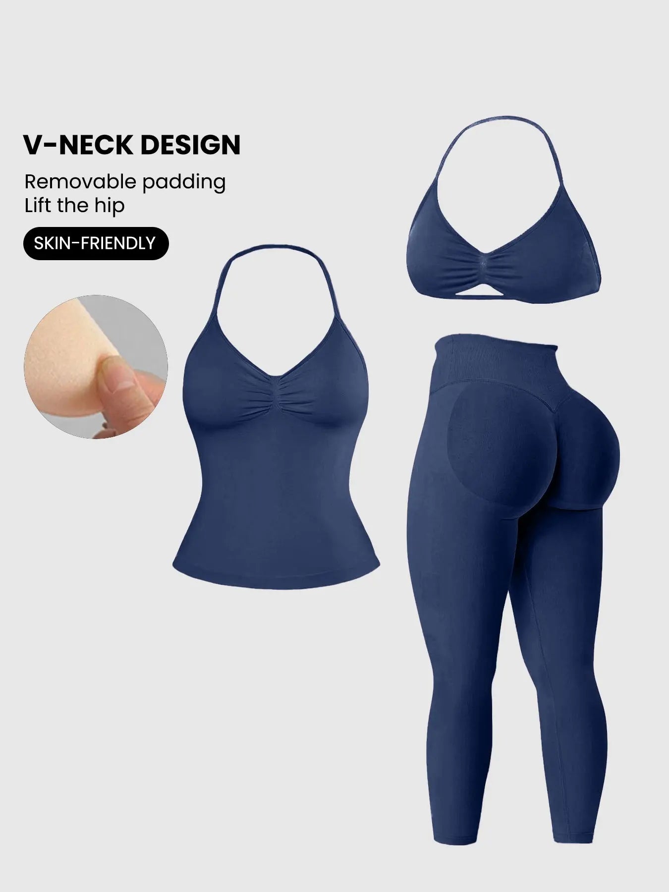 Women'S Sleeveless Sports Bra Set, Detachable Pads, High-Waisted Tight Pants, Sporty Style, Ideal for Yoga, Fitness, Daily Wear, Fitness Suit