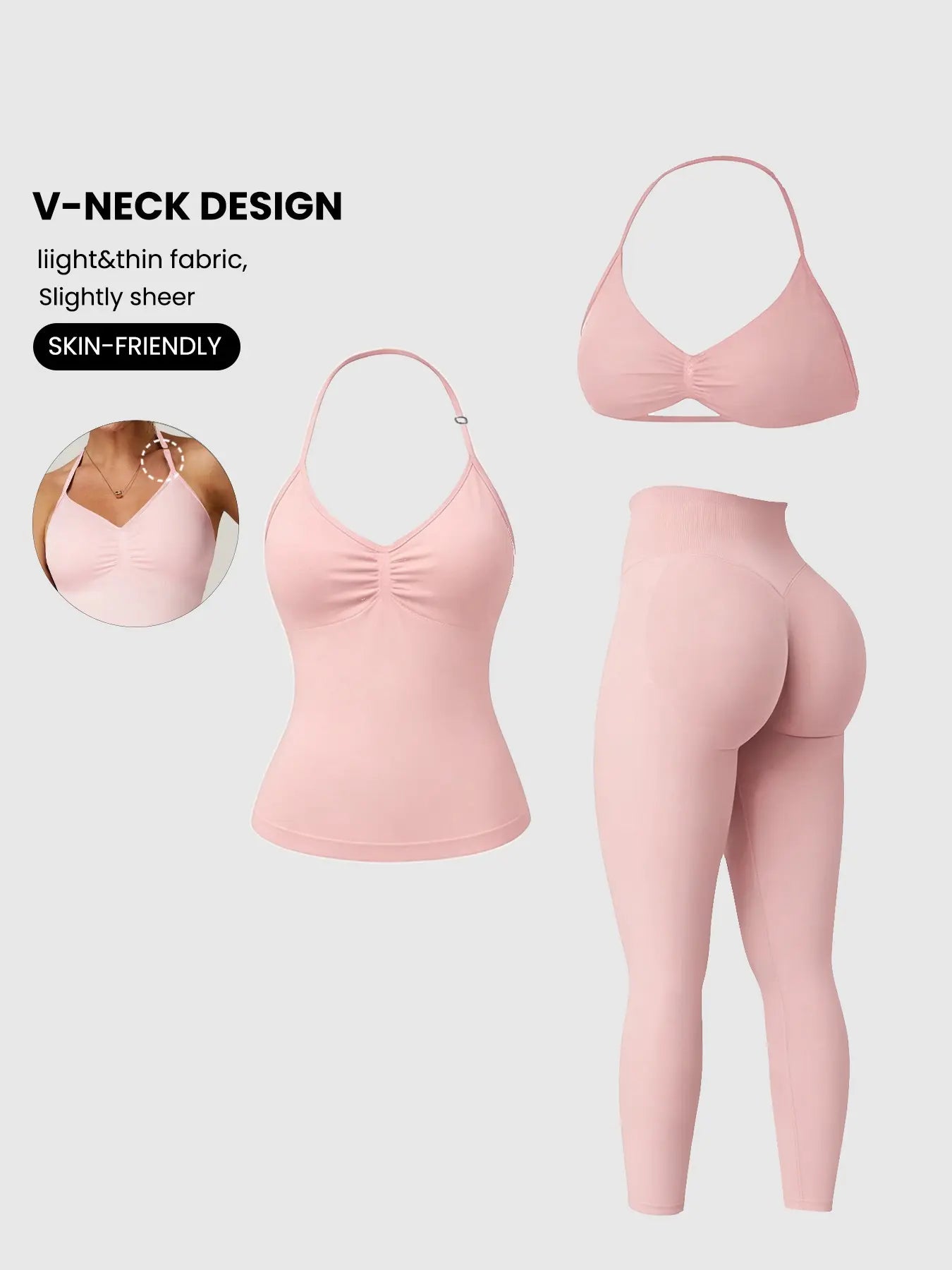 Women'S Sleeveless Sports Bra Set, Detachable Pads, High-Waisted Tight Pants, Sporty Style, Ideal for Yoga, Fitness, Daily Wear, Fitness Suit