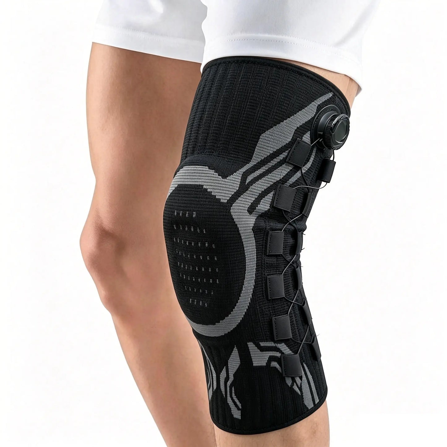 Professional Adjustable Knee Brace with Patella Gel Pad and Dual Side Stabilizers for Enhanced Support during Sports and Workouts - Ideal for Father's Day Gift