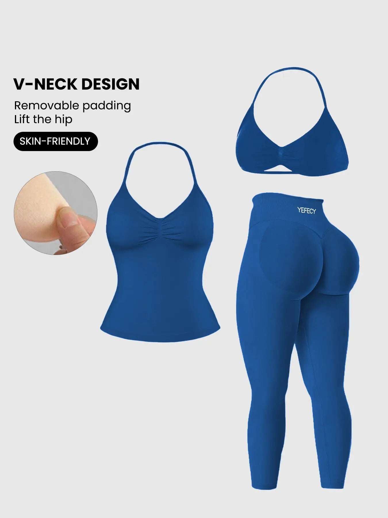 Women'S Sleeveless Sports Bra Set, Detachable Pads, High-Waisted Tight Pants, Sporty Style, Ideal for Yoga, Fitness, Daily Wear, Fitness Suit