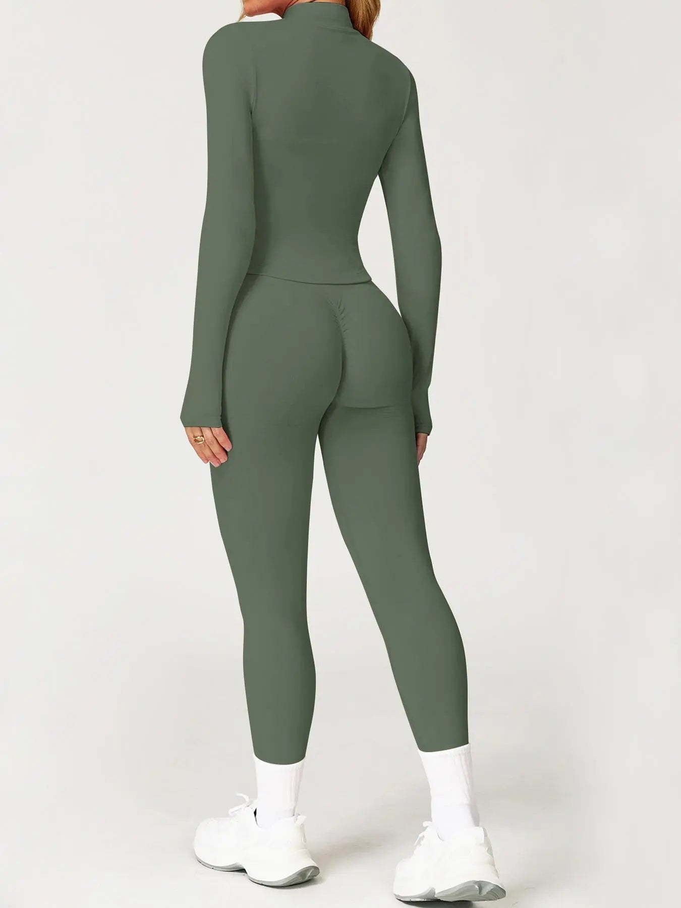 Women'S 2-Piece Tracksuit Set, Seamless Stand-Collar Zipper Windproof Slim Warm Long Sleeve Top & Tight Hip Lifting Pants, Quick Dry Stretchy Breathable with Thumb Holes, Sweatsuit Set, Sweatsuit Outfits, Athletic Activewear Tracksuits, Workout Sets Women