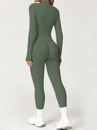Women'S 2-Piece Tracksuit Set, Seamless Stand-Collar Zipper Windproof Slim Warm Long Sleeve Top & Tight Hip Lifting Pants, Quick Dry Stretchy Breathable with Thumb Holes, Sweatsuit Set, Sweatsuit Outfits, Athletic Activewear Tracksuits, Workout Sets Women