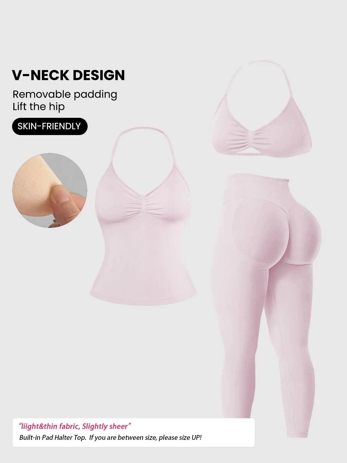 Women'S Sleeveless Sports Bra Set, Detachable Pads, High-Waisted Tight Pants, Sporty Style, Ideal for Yoga, Fitness, Daily Wear, Fitness Suit