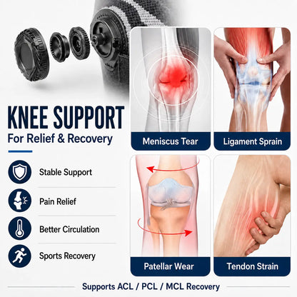 Professional Adjustable Knee Brace with Patella Gel Pad and Dual Side Stabilizers for Enhanced Support during Sports and Workouts - Ideal for Father's Day Gift