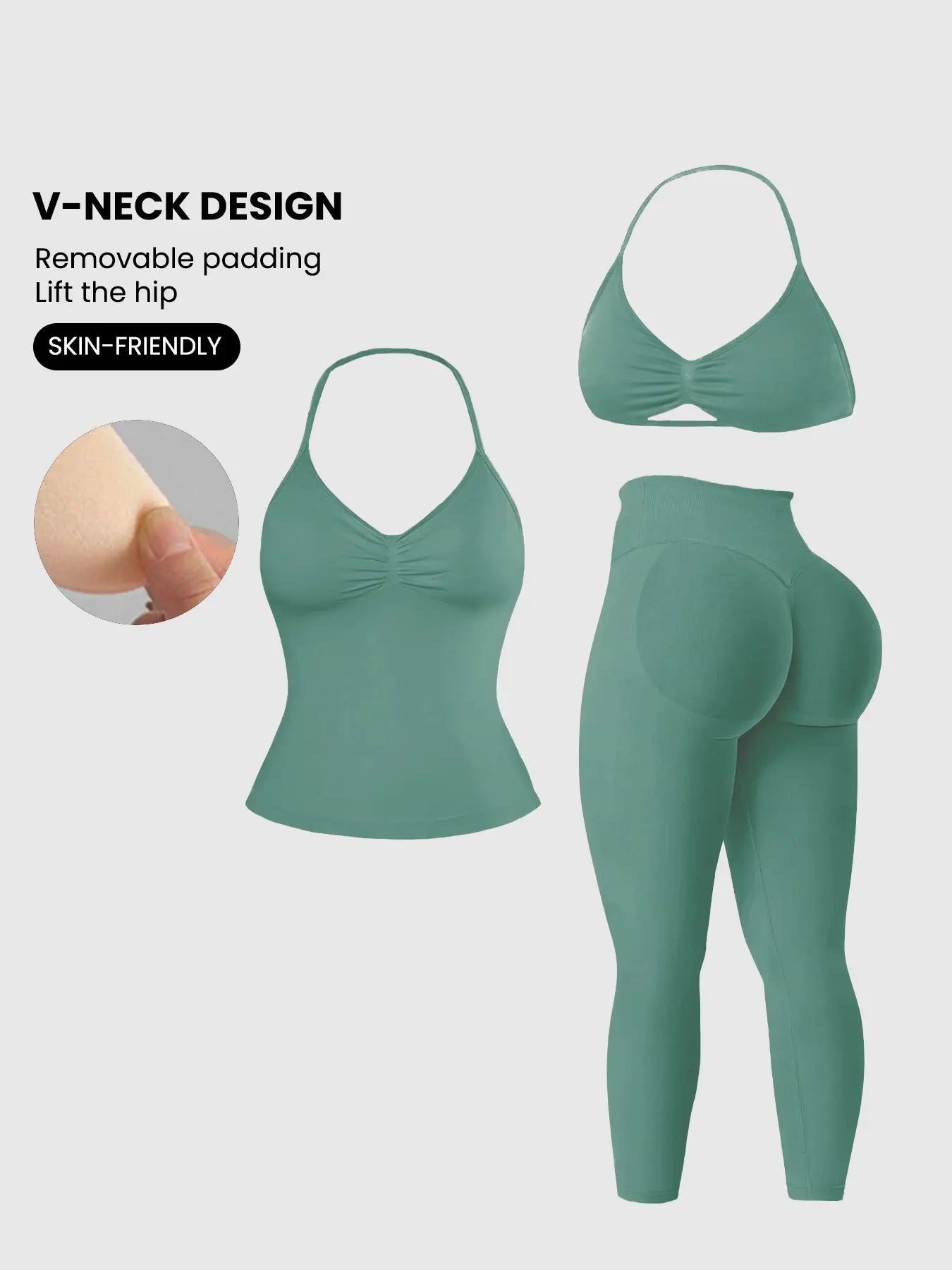 Women'S Sleeveless Sports Bra Set, Detachable Pads, High-Waisted Tight Pants, Sporty Style, Ideal for Yoga, Fitness, Daily Wear, Fitness Suit