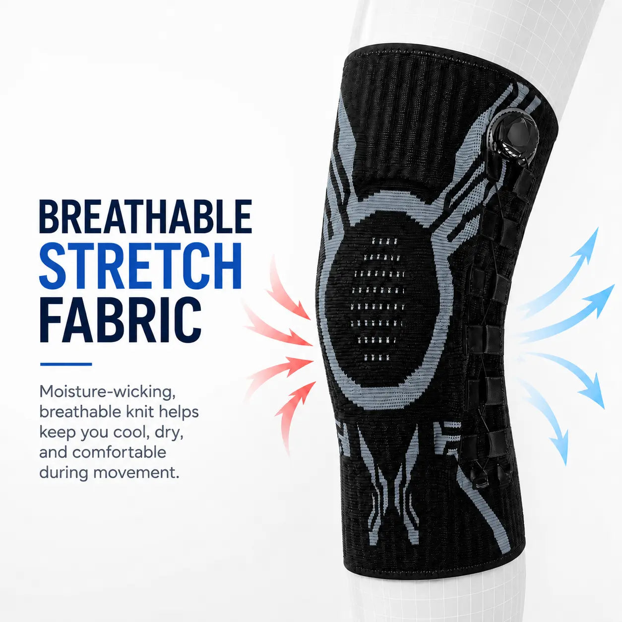 Professional Adjustable Knee Brace with Patella Gel Pad and Dual Side Stabilizers for Enhanced Support during Sports and Workouts - Ideal for Father's Day Gift